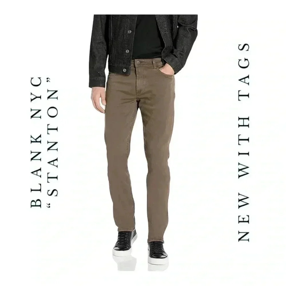 1319/1323. BLANK NYC MEN’S “STANTON” STRAIGHT LEG DENIM JEANS BROWN‎